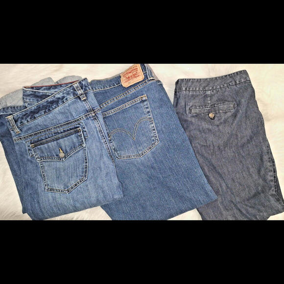3 Pairs Plus Size Jeans Tommy Hilfiger Levi & Gap Denim , Size 16 Blue Pants - Picture 4 of 12
